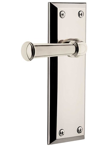 Grandeur Fifth-Avenue Door Set with Georgetown Levers in Polished Nickel.